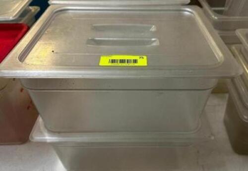 (4) HALF SIZE PLASTIC INSERTS W/ LIDS.