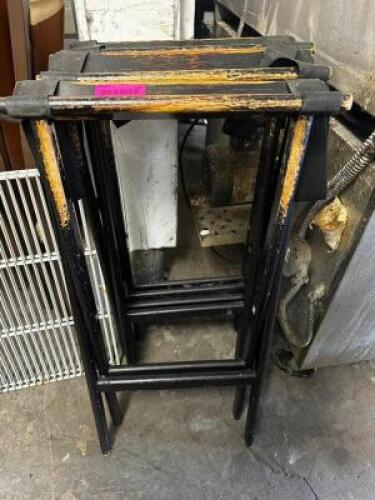 (3) WOODEN TRAY STANDS