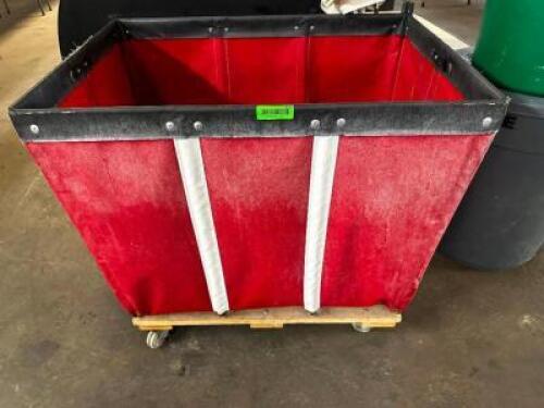RED VINYL LAUNDRY HOPPER CART