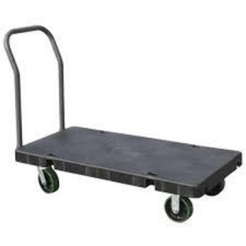 DESCRIPTION: (1) PLATFORM TRUCK, REMOVABLE HANDLEBRAND/MODEL: AKRO-MILSINFORMATION: BLACK, PLASTIC PLATFORM, STEEL FRAMESIZE: APPROX 24" X 48"RETAIL$: $673.94 EAQTY: 1
