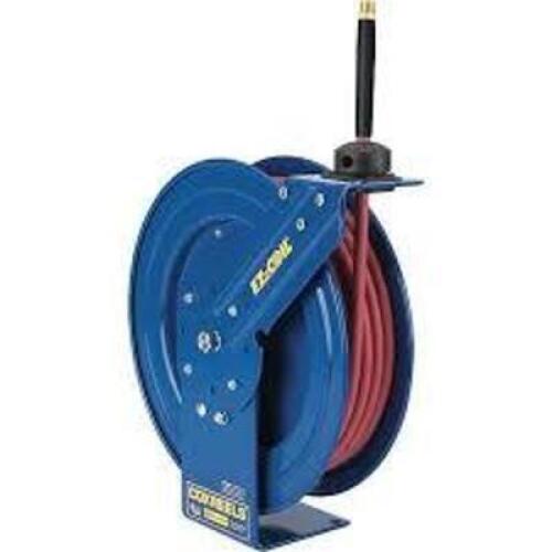 DESCRIPTION: (1) SPRING RETURN HOSE REEL BRAND/MODEL: COXREELS #271F80 INFORMATION: BLUE, 3/8 IN NPT, 300 PSI MAX OP PRESSURE, BRASS SIZE: 50' RETAIL$