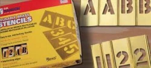 DESCRIPTION: (6) REUSABLE BRASS STENCILS BRAND/MODEL: C.H. HANSON INFORMATION: BRASS, INTERLOCKING EDGES RETAIL$: $34.55 EA QTY: 6