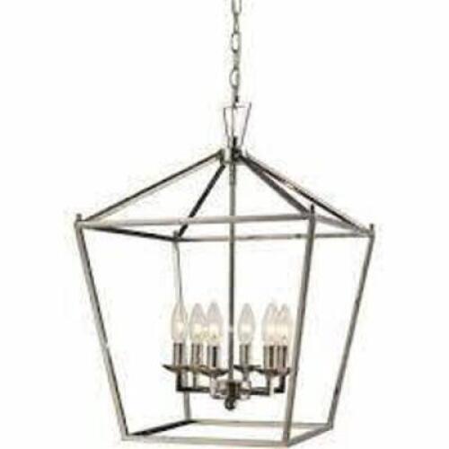 6LT POLISHED CHROME PENDANT BIRD CAGE