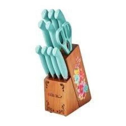 DESCRIPTION: (1) 11 PC CUTLERY SET BRAND/MODEL: PIONEER WOMAN INFORMATION: TEAL RETAIL$: $65.99 EA QTY: 1