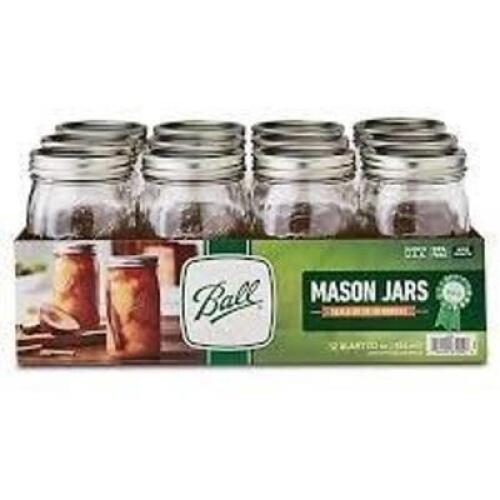 DESCRIPTION: (2) PACKS OF (12) MASON JARS BRAND/MODEL: BALL SIZE: 12 QT RETAIL$: $14.99 EA QTY: 2