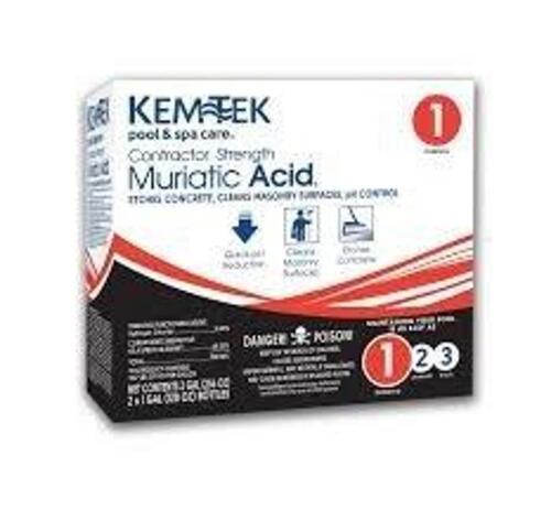 DESCRIPTION: (1) MURIATIC ACID BRAND/MODEL: KEMTEK POOL AND SPA SIZE: 1 GALLON RETAIL$: $20.00 EA QTY: 1