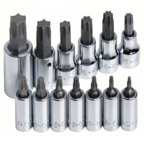 DESCRIPTION: (1) SOCKET SET BRAND/MODEL: SK PROFESSIONAL TOOLS #20K488 SIZE: 1/4 in_3/8 in Drive Size, 13 Pieces, 10 in Overall Lg, Torx RETAIL$: $302