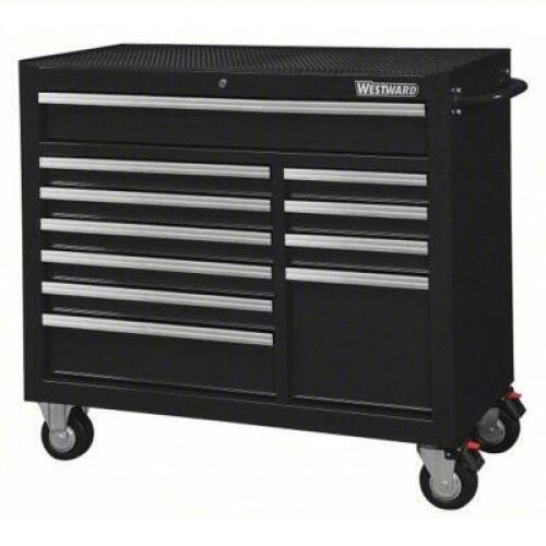 DESCRIPTION: (1) ROLLING TOOL CABINET BRAND/MODEL: WESTWARD #32H856 INFORMATION: GLOSS BLACK, STEEL, 11 DRAWERS SIZE: 42 IN W X 18 15/16 IN D X 39 7/8