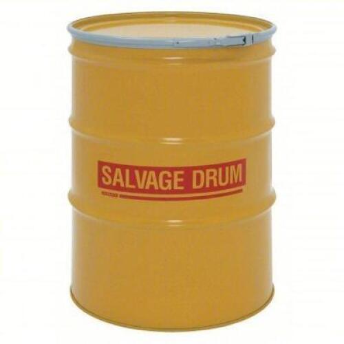 DESCRIPTION: (1) SALVAGE DRUM BRAND/MODEL: PRODUCT NUMBER #4GY36 INFORMATION: YELLOW, STEEL, LEVER LOCK RING, 18 GAUGE SIZE: 85 GAL RETAIL$: $403.48 E