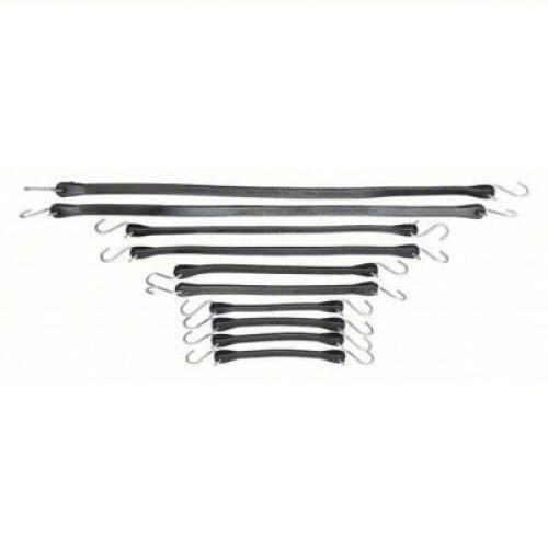 DESCRIPTION: (1) PACK OF (10) BUNGEE STRAP, ASSORTED BRAND/MODEL: GOLDLINE #14J852 INFORMATION: S-HOOK, 2 1/2 IN HOOK LG, RUBBER, BLACK SIZE: 3/4 IN W