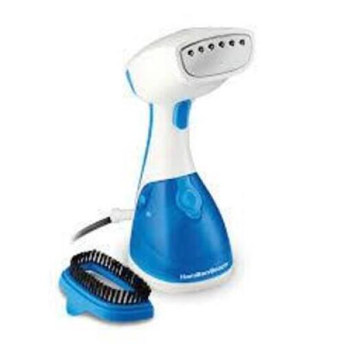 DESCRIPTION: (1) HANDHELD GARMENT STEAMER BRAND/MODEL: HAMILTON BEACH #11556F INFORMATION: WHITE AND BLUE RETAIL$: $21.22 EA QTY: 1