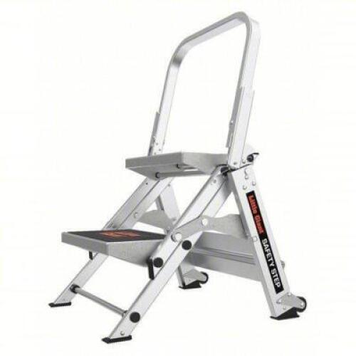 DESCRIPTION: (1) TWO STEP STEP STOOL BRAND/MODEL: LITTLE GIANT #10210BA INFORMATION: 2 STEPS, 2.7 FT OVERALL HT, 300 LB LOAD CAP, ALUMINUM SIZE: 14" S