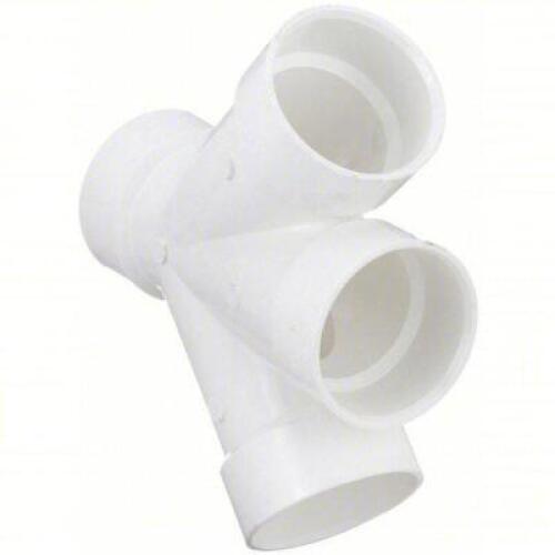 DESCRIPTION: (1) DOUBLE WYE BRAND/MODEL: 1WJW5 SIZE: Schedule 40, 3 in x 3 in x 3 in x 3 in Fitting Pipe Size, White RETAIL$: $35.00 EA QTY: 1