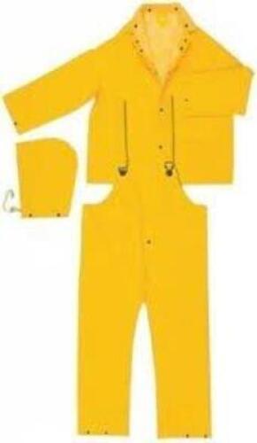 DESCRIPTION: (10) CLASSIC INDUSTRIAL STANDARD RAIN SUIT WITH DETACHABLE HOOD BRAND/MODEL: MCR SAFETY #2303XL INFORMATION: YELLOW SIZE: XL RETAIL$: $22