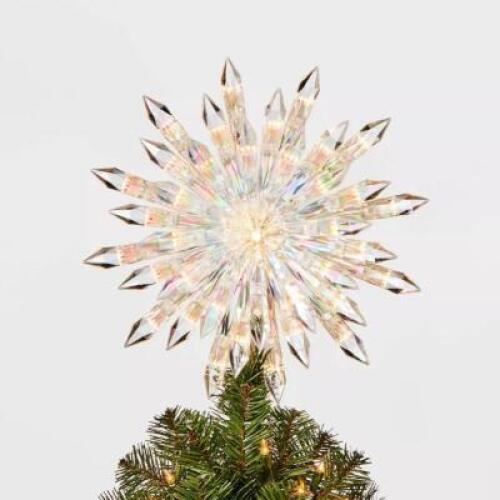 13.5IN 37 LED LIGHT ACRYLIC STARBURST TREE TOPPER IRIDESCENT