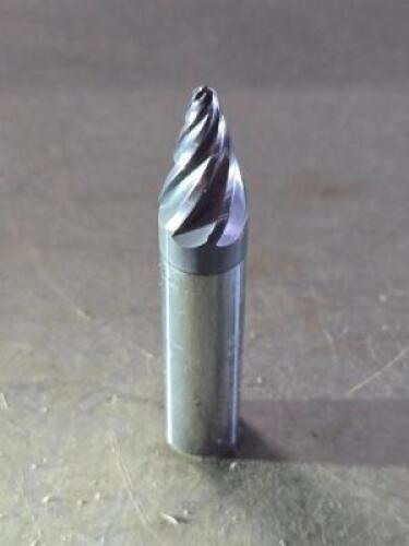 DESCRIPTION: (2) SOLID CARBIDE 15 DEG TAPER FORM BARREL CUTTER END MILL BRAND/MODEL: ACCUPRO 03328275 SIZE: 0.6250" SM END DIA 0.9834" LOC RETAIL$: $5