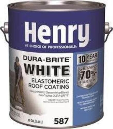 DESCRIPTION: (2) ELASTOMERIC ROOF COATING BRAND/MODEL: HENRY DURA-BRITE INFORMATION: WHITE SIZE: 1 GALLON RETAIL$: $29.98 EA QTY: 2
