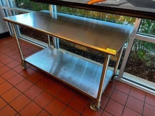 DESCRIPTION 72" X 30" ALL STAINLESS TABLE W/ CASTERS. ADDITIONAL INFORMATION CONTENTS ARE NOT INCLUDED SIZE 72" X 30" LOCATION COUNTER QTY 1