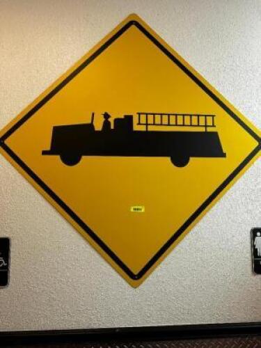 DESCRIPTION 55" METAL FIRE TRUCK SIGN LOCATION COUNTER QTY 1
