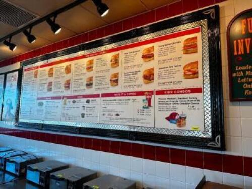 DESCRIPTION 12' X 4' FRAMED MENU BOARD W/ LIGHTING SIZE 12' X 4' LOCATION COUNTER QTY 1