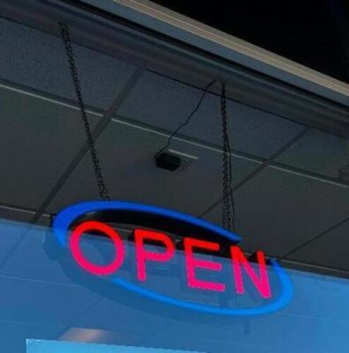 DESCRIPTION LED " OPEN" SIGN W/ POWER CORD. LOCATION COUNTER QTY 1