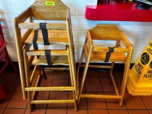 DESCRIPTION (3) WOODEN HIGH CHAIRS. LOCATION COUNTER QTY 3