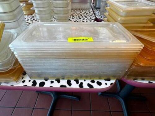 DESCRIPTION (20) 1/3 SIZE PLASTIC LIDS. LOCATION COUNTER QTY 1