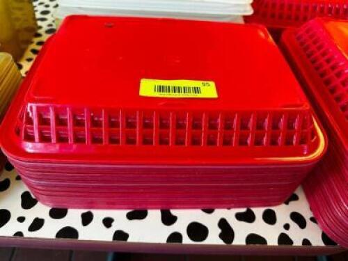 DESCRIPTION (12) RED PLASTIC FOOD BASKETS LOCATION COUNTER QTY 12