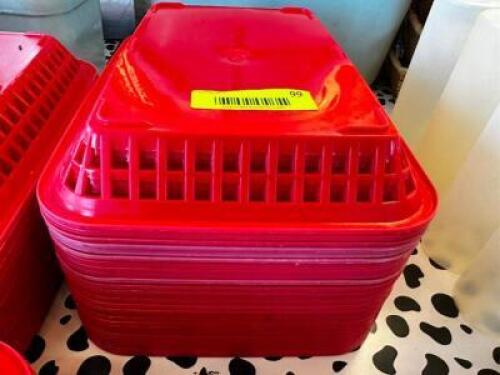 DESCRIPTION (12) RED PLASTIC FOOD BASKETS LOCATION COUNTER QTY 12