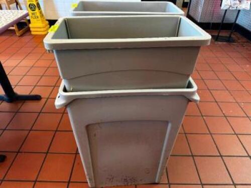 DESCRIPTION (2) 20 GALLON BAR SIDE TRASH CANS LOCATION COUNTER QTY 2