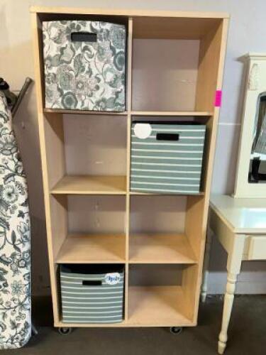 EIGHT CUBE STORAGE RACK WITH BINS