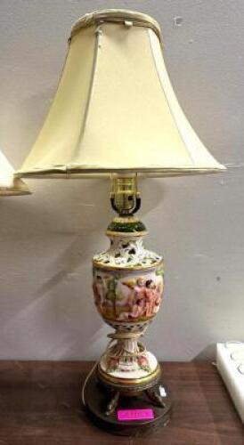 VINTAGE CAPODIMONTE HOLLYWOOD REGENCY ART DECO TABLE LAMP