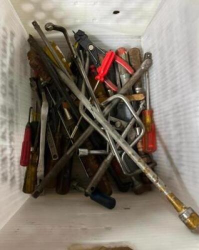 BIN WITH ASSORTED TOOLS