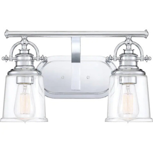 GRANT 2-LIGHT CHROME TRANSITIONAL VANITY LIGHT