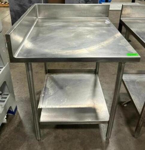 STAINLESS STEEL TABLE WITH BACK AND SIDESPLASH WITH WELDED STAINLESS UNDERSHELF