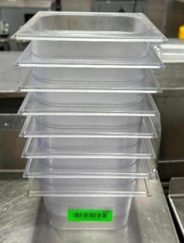 (8) 1/6 SIZE PLASTIC INSERTS WITH LIDS