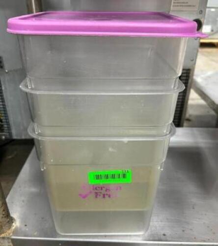 (3) 7.5 QT. INGREDIENTS BINS WITH (1) LID