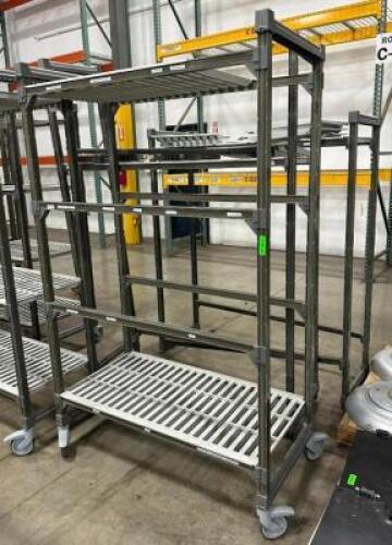 SHELVING UNIT ON CASTERS WITH (2) ADDITIONAL SHELVING UNITS FOR PARTS