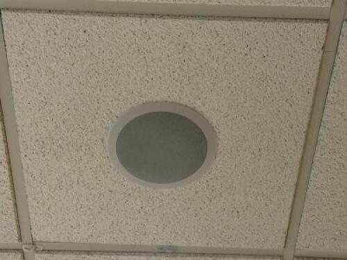 DESCRIPTION (6) 10" CEILING TILE RECESSED SPEAKERS. THIS LOT IT: SOLD BY THE PIECE LOCATION FRONT QTY 6