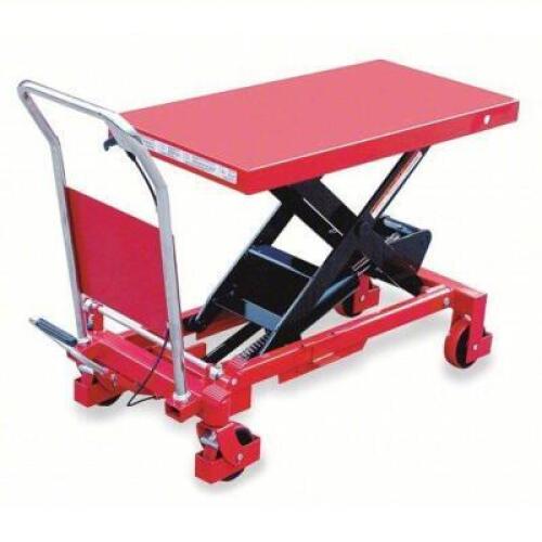 DESCRIPTION: (1) MANUAL MOBILE SCISSOR-LIFT TABLE BRAND/MODEL: DAYTON #6W804 INFORMATION: RED, 2000 LB CAPACITY SIZE: 40" X 20" RETAIL$: $1076.55 EA Q