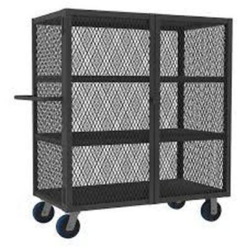 DESCRIPTION: (1) LOCKABLE SECURITY UTILITY CARTBRAND/MODEL: DURHAM #G9845945INFORMATION: GRAY, STEEL, 2 SHELVESSIZE:&nbsp;26" X 54 1/2" X 56 1/2"RETAIL$: $803.99 EAQTY: 1