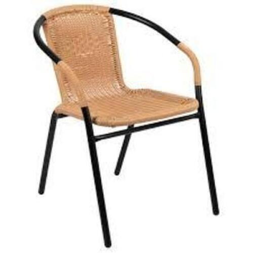 DESCRIPTION: (4) INDOOR-OUTDOOR RATTAN CHAIRS BRAND/MODEL: FLASH FURNITURE #TLH-037-BEG-GG INFORMATION: BLACK WITH TAN, STACKABLE RETAIL$: $114.98 EA