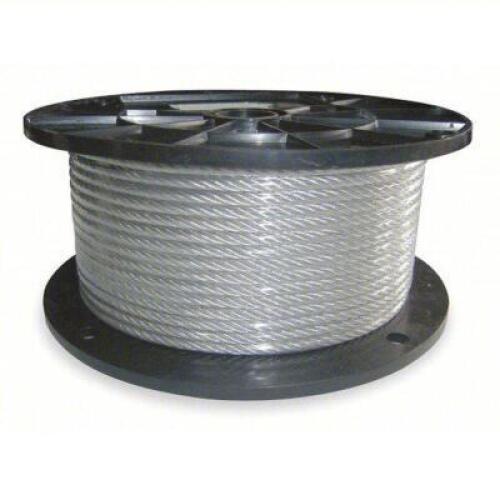 DESCRIPTION: (1) SPOOL OF WIRE ROPEBRAND/MODEL: DAYTON #2TAE9INFORMATION: GALVANIZED STEEL, 7 X 19, 840 LB WORKING LOAD LIMIT, SILVERSIZE: 3/16" X 500 FT OVERALL LGRETAIL$: $188.76 EAQTY: 1