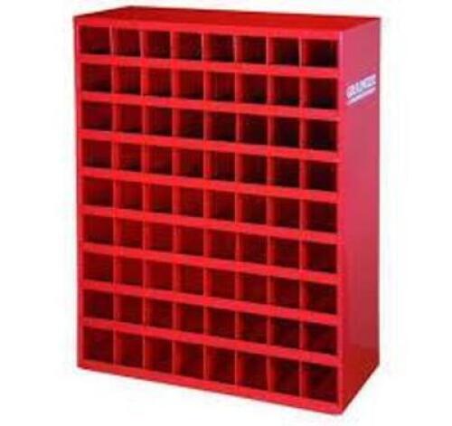 DESCRIPTION: (1) PIGEONHOLE BIN UNITBRAND/MODEL: DURHAM MFG #49H240INFORMATION: RED, 64 COMPARTMENTSSIZE:&nbsp;34 in x 12 in x 42 inRETAIL$: $321.93QTY: 1