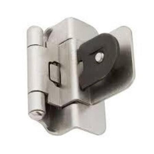 DESCRIPTION: (19) PARTIAL WRAP CABINET HINGE BRAND/MODEL: HICKORY #P5312-SN INFORMATION: SATIN NICKEL SIZE: 3/8" RETAIL$: $12.49 EA QTY: 19