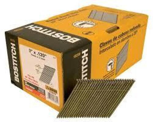 DESCRIPTION: (1) CASE OF (2000) FRAMING NAILS BRAND/MODEL: BOSTITCH #S10D-FH INFORMATION: FULL ROUND HEAD SIZE: 3" X .120" RETAIL$: $50.49 EA QTY: 1