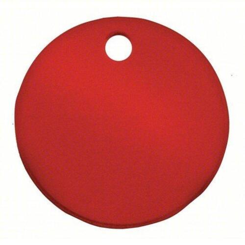 DESCRIPTION: (4) PACKS OF (25) BLANK TAG BRAND/MODEL: 456Z12 INFORMATION: RED SIZE: 0.04 in Thick, Round, 1 1/2 in x 1 1/2 in, 25 PK RETAIL$: $39.38 E
