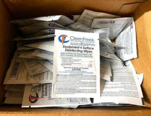 BOX OF EQUIPMENT AND SURFACE DISINFECTING WIPES