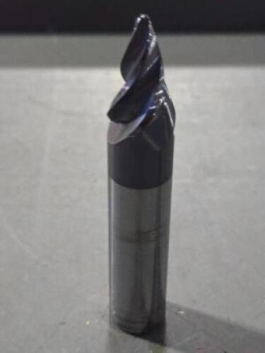 DESCRIPTION: (2) SOLID CARBIDE 15 DEG TAPER FORM BARREL CUTTER END MILL BRAND/MODEL: ACCUPRO 03328960 SIZE: 5/8" SD 0.9834" LOC 0.6250" SM END DIA RET