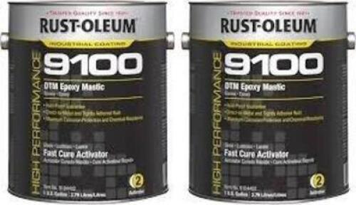 DESCRIPTION: (1) HIGH PERFORMANCE STEEL TECH DTM EPOXY BRAND/MODEL: RUST-OLEUM 9104402 INFORMATION: ONE ACTIVATOR ONE BASE SIZE: 1 GALLON RETAIL$: $20